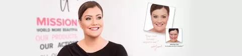 IT Cosmetics co-founder and CEO, Jamie Kern showing here transformation on her face after IT Cosmetics products